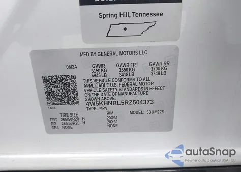 2024 Acura Zdx A-Spec из США, поврежденный, VIN 4W5KHNRL5RZ504373